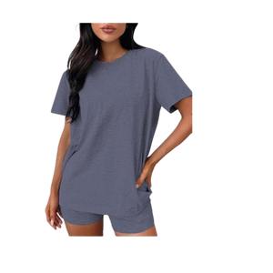 Ensemble sportswear décontracté 3 pièces : pantalon taille haute moulant, pantalon de yoga, haut à manches courtes et col rond - Product Image 3