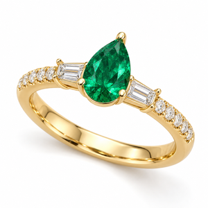 แหวนเพชรทรงบาแกตต์สีเขียวแฟนซี 1.25 กะรัต ของขวัญหมั้นสำหรับผู้หญิง คลาสสิก ทองคำขาว 14K เพชรเพาะเลี้ยงในห้องปฏิบัติการ รับรองโดย IGI - Product Image 1