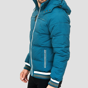 <b>Mens</b> Hooded Puffer <b>Jacket</b> With Zipper Closure And Ribbed Cuffs Winter Casual Wear - Product Image 2