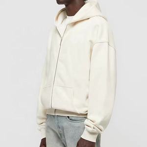 Buena Calidad en blanco Hombres Zip Up Sudadera con capucha Logotipo personalizado Liso Oversize Cremallera Color sólido Sudaderas con capucha para hombres y mujeres - Product Image 5