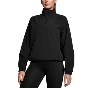Women's Outdoor Windbreaker Jacket Half <b>Zip</b> <b>Hooded</b> Coat for Everyday Wear - Product Image 1