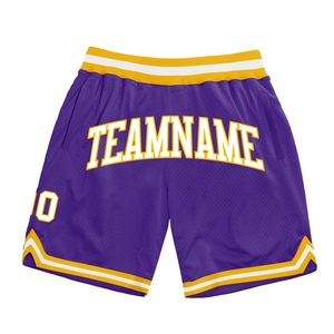 Wholesale Direct OMMIZ INDUSTRY Best Selling Custom Gold Black Pinstripe Purple-White Authentic Basketball Shorts - Product Image 3
