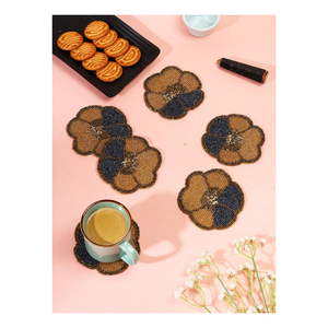 Classic Multi Color <b>Beaded</b> <b>Coaster</b> Set 4 Different Designs Eco-Friendly Embroidered Table Decoration - Product Image 6