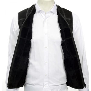 Chaleco de cuero genuino de primera calidad, estilo moderno, en venta, color sólido, talla personalizada. - Product Image 3