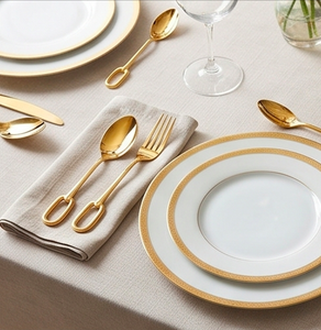 Juego de Cubiertos con Acabado Espejo Dorado, Diseño Moderno y Lujoso, Apto para Lavavajillas, Vajilla Metálica para Bodas - Product Image 4