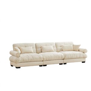 Modern 3-Seat Extra Large Velvet <b>Sofa</b> Oversize Cloud-Like Comfort with Waist Pillows & <b>Support</b> for Living Room - Product Image 6