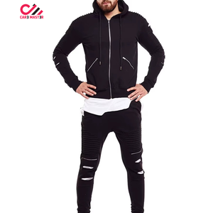 Conjunto de Sudadera con Capucha y Pantalones Deportivos de Felpa Francesa de Alta Calidad, Estilo Desgastado, Personalizado, para Hombre - Product Image 1