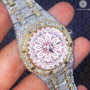 Montre de luxe pour femme Charm, or rose, lunette sertie de diamants, mouvement à quartz analogique, boîtier rond de 38 mm, bracelet en acier inoxydable - Product Image 1