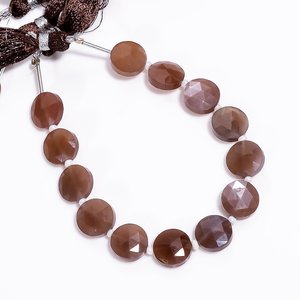 Natural Chocolate Moonstone Faceted Coin Shape Gemstone <b>Beads</b> 10-10.5MM Loose Fancy Carved <b>Stone</b> <b>Beads</b> For Jewelry Making Bulk - Product Image 6