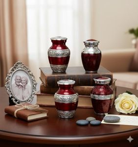 Refined Heritage Aluminum <b>Keepsake</b> Cremation Urn <b>Memorial</b> Tribute Holder Designed With Durable Decorative Closure Style - Product Image 1