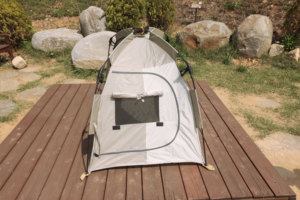 Tente pour animaux de compagnie, abri portable d'extérieur, tente pour chien en maille beige pour le camping, disponible en plusieurs tailles, maison pour animaux, tente pour pattes, niche pour chien - Product Image 4