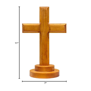 ไม้กางเขนไม้, ไม้กางเขนตั้งโต๊ะ, ไม้กางเขนตั้งพื้นสำหรับสวดมนต์ในโบสถ์ ตกแต่งบ้าน ขนาด 4x7x11 นิ้ว - Product Image 6
