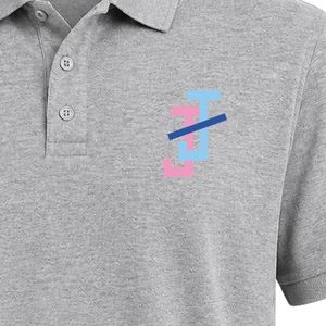 Heather Gray Short Sleeve Polo Shirt with JJ Chest Embroidery <b>Only</b> and Completely Plain Back Classic Button Collar Casual Street - Product Image 5
