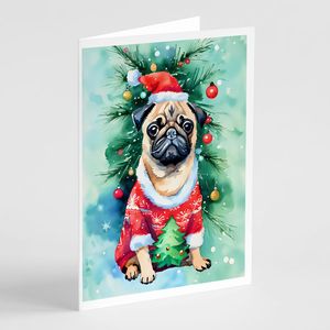 การ์ดอวยพรคริสต์มาส8ใบพร้อมซองสำหรับคนรักหมาปั๊กขนาด5x7ขนาด A7แปลกๆ - Product Image 1