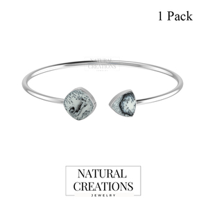 Premium High Finish 925 Sterling Silver Trendy Adjustable Bezel Set Dendritic Opal Cushion Cab Twister <b>Bracelet</b> Gift - Product Image 1