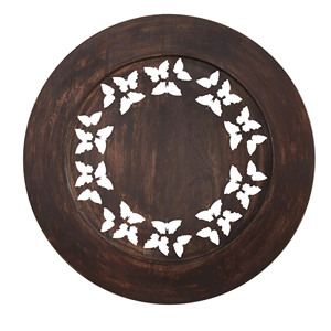 Handmade Wood Charger Plate Vintage Round <b>Butterfly</b> Cutout Dinner Plates Rustic Tableware Placemat For Restaurant Home Decor - Product Image 1