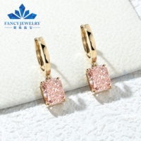 Boucles d'oreilles solitaires en or massif 14K 18K certifiées IGI, diamant rose vif de 4,0 carats taille radiant, clous de mariage