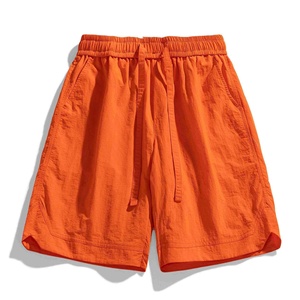 Summer Men's Retro Casual Hip Hop Style 100% Cotton Breathable Anti-UV Drawstring Closure Loose Sports Shorts for Teenagers - Product Image 1