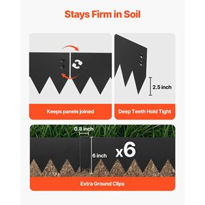 Bordatura per Giardino in Acciaio Zincato, Confezione da 6, 40 x 6 Pollici, con 6 Clip di Montaggio, Metallo Pieghevole per Paesaggistica e Terrazze - Product Image 3