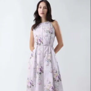 เดรสลำลองผู้หญิงลายดอกไม้ เดรสยาวสำหรับออกงานกลางคืน แขนกุด แฟชั่นฤดูใบไม้ผลิ 2026 ดีไซน์เนอร์ ชุดเดรสคอสูงหรูหราสำหรับผู้หญิง - Product Image 1