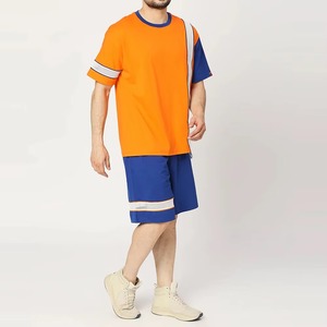 Ensemble t-shirt et short en coton rayé pour homme, vêtements décontractés d'été, respirant, blanc - Product Image 4