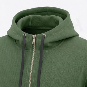 Conjunto Deportivo para Hombre con Capucha Verde, Sudadera con Cierre Completo y Pantalones, Color Sólido, Ropa Casual, Transpirable, de Algodón, para Correr, Otoño - Product Image 6