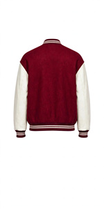 Veste universitaire personnalisée en laine avec manches blanches, style hiver, unisexe, col montant, logo frontal, imperméable et respirante - Product Image 2