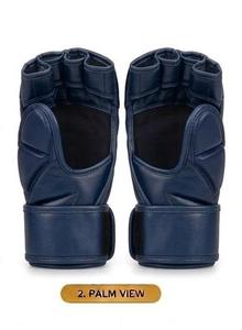 Blue MMA Gloves PU Leather Half Finger Boxing Training with <b>Velcro</b> Wrist Support - Product Image 4