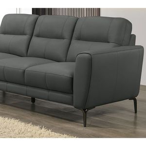 Set Divano 2 Pezzi in Pelle Pieno Fiore Grigio Antracite, Arredamento Contemporaneo per Soggiorno con Divano e Divanetto Interamente in Pelle - Product Image 5