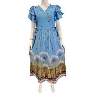 Robes longues à manches volantées pour femmes, modèles kimono à col en V, par Chrysanta - Product Image 3