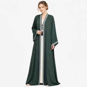 Abaya Estilo Dubái Minimalista, Kaftán Abierto por Delante, Abaya Turca Abierta, Abaya Clásica Farasha, Abaya con Mangas Kimono, Abaya Árabe Moderna A - Product Image 2