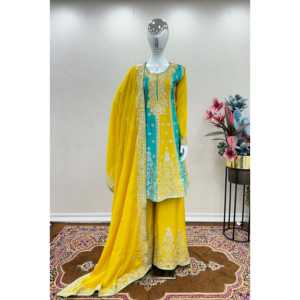 Top de fête pour femmes de créateur et ensemble Plazzo Dupatta élégant et stylé - Product Image 1