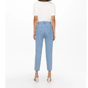 NURJENNA INDUSTRIES 2026 Jean large décontracté en denim délavé et déchiré pour femme, taille mi-haute, coupe régulière, 100 % coton écologique - Product Image 1
