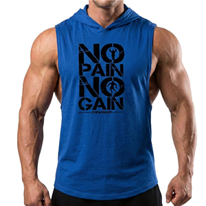 Wholesale Custom Graphic Men's Sleeveless Hoodie <b>Drop</b> Armhole Bodybuilding Tank Top Gym Workout Muscle Tee Fitness Vest Tank Top - Product Image 2