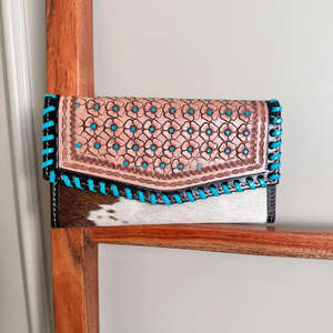 กระเป๋าคลัทช์แกะสลักมือดีไซน์เนอร์กระเป๋าคลัทช์หนังวัวแท้ทันสมัยกระเป๋าสตางค์หนังตะวันตกอเนกประสงค์ - Product Image 2