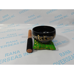 Juego de Cuencos Tibetanos de Latón Negro Antiguo de 4 Pulgadas Hechos a Mano, con Martillo, Cojín, para Yoga, Chakra, Meditación, Regalo - Product Image 2