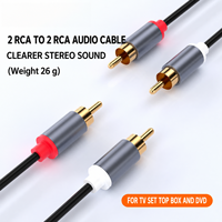 Câble audio stéréo 2RCA mâle plaqué or en alliage d'aluminium, cordon en cuivre pur pour lecteur DVD, amplificateur, haut-parleur, télévision