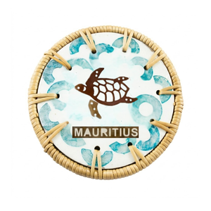 แผ่นรองแก้วเปลือกหอยทำมือสไตล์โบโฮชิค ขอบหวายธรรมชาติ แผ่นรองกันความร้อนตกแต่ง  ของตกแต่งโต๊ะอาหารสีรุ้ง - Product Image 2