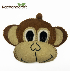 Handmade Wool Felt Monkey Coin <b>Purse</b> Eco-Friendly <b>Small</b> Animal Wallet Artisan Felted Pouch with Zipper Sustainable Handcrafted - Product Image 1