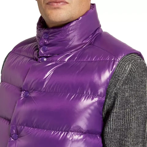 Chaleco Acolchado Brillante Personalizado para Hombre, Cuello Alto, Cierre de Cremallera, Acolchado, Invierno, Casual, Moda, Chalecos y Abrigos Acolchados para Hombre - Product Image 5