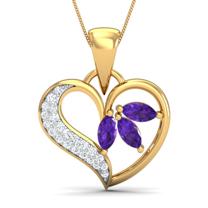 Collar Clásico con Colgante de Amatista Chapado en Oro de 18K con Detalles de Diamantes, Joyería Unisex para Uso Diario - Product Image 2