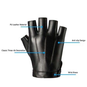 Guantes de Gimnasio de Medio Dedo, Transpirables, de Material PU, Antideslizantes, con Protección para la Palma, Unisex, para Entrenamiento de Verano, con Cierre de Tirón - Product Image 4