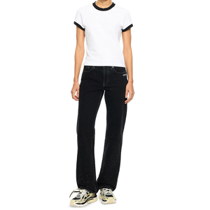 Camiseta de algodón bordada de primera calidad para mujer, corte ajustado, estilo casual minimalista, ropa de calle, OEM, moda de verano, jersey personalizado, etiqueta privada - Product Image 5
