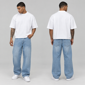 T-shirt ample et oversize pour homme, coupe décontractée, épaules tombantes, coton épais, style streetwear, fabricant en gros - Product Image 2