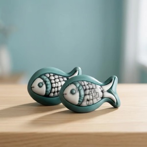 <b>Ceramic</b> Round Drawer <b>Knobs</b> Teal Modern Coastal Style Durable Furniture Handles for Kitchen Cabinet Wardrobe Warehouse Hotel Gym - Product Image 1