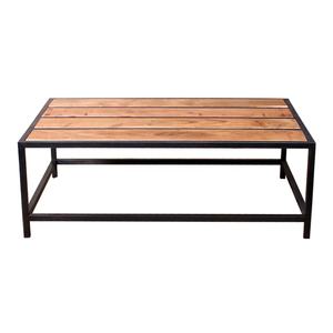 Mesa de Centro de Hierro con Tapa de Madera para Jardín, Mesa de Madera para Sala de Estar, Mesa de Café, Mesa de Exterior, Muebles de Jardín - Product Image 1