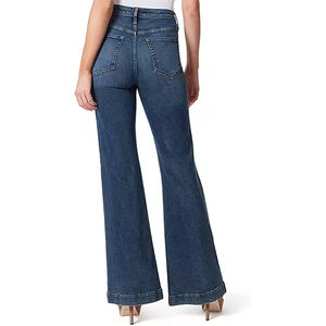 Pantalones vaqueros acampanados OEM personalizados para mujer, transpirables, suaves, holgados, de pierna ancha y recta, estilo High Street - Product Image 4