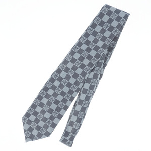 Cravate en soie à motif géométrique classique, design à carreaux gris et bleu clair, pour tenue professionnelle - Product Image 1