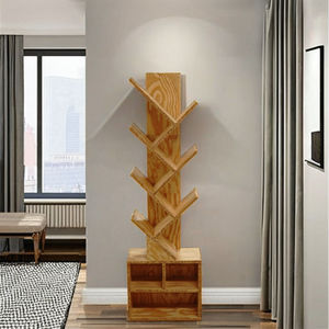 DISICO 4-Tier Wood Bookshelf Natural Color Modern Minimalist Design Freestanding Space Saving Home Office Furniture - Product Image 1
