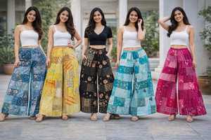 Pantalon Palazzo en Rayonne Patchwork Super Vente, 100% Rayonne, Personnalisé, Doux, Style Pêcheur, Unisexe, Bohème, pour Bureau et Été - Product Image 2